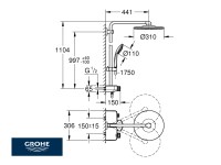 MEDIDAS COLUMNA DUCHA EUPHORIA SMARTCONTROL SYSTEM 310 DUO GROHE